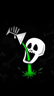 Caveira com líquido verde