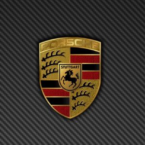 Logo da Porsche em Fundo de Carbono