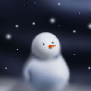 Boneco de neve fofo na neve