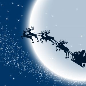 O trenó do Papai Noel no céu noturno