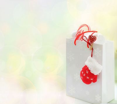 Saco de Presente de Natal com Luvas