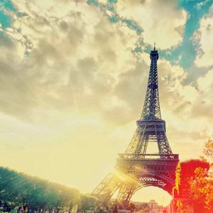 Pôr do sol na Torre Eiffel