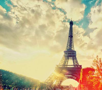 Pôr do sol na Torre Eiffel