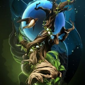 Arte Surrealista de Árvore e Lua