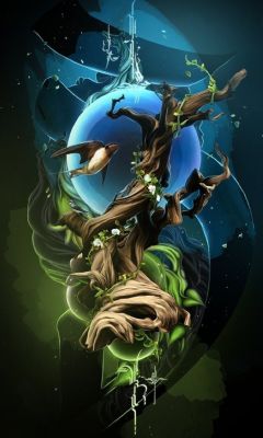 Arte Surrealista de Árvore e Lua