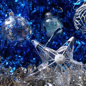 Enfeites de Natal Prateados