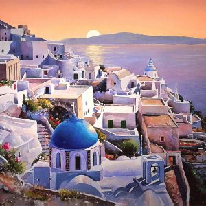 Vista de Santorini ao Pôr do Sol