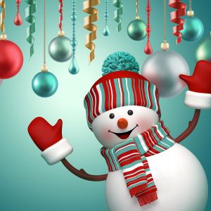 Boneco de Neve Alegre com Enfeites