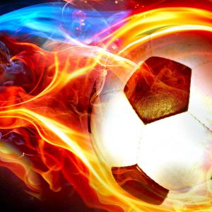Ação de Bola de Futebol Flamejante