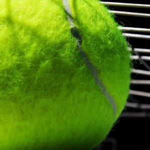 Bola de tênis vibrante em close-up