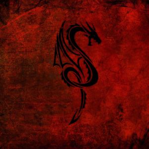 Silhueta de Dragão em Fundo Vermelho